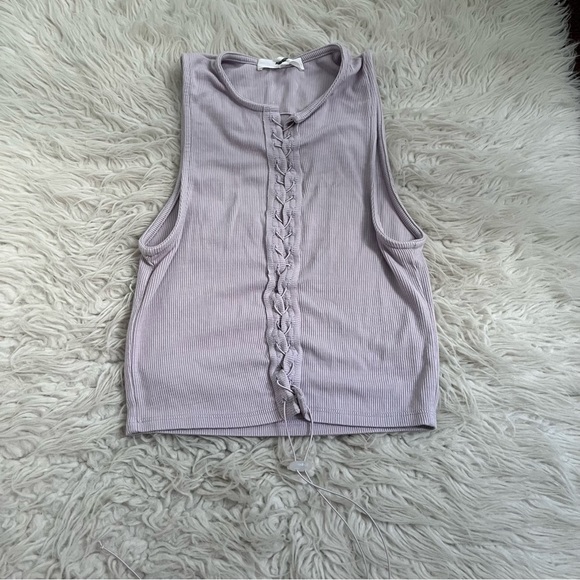 Joah Brown Lace Up Tank - Picture 1 of 4